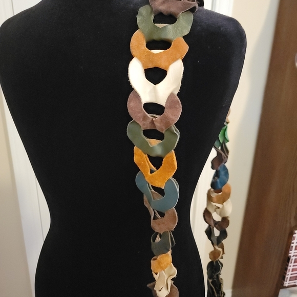 Boho Vintage Leather and Suede Multi Color Crossbody Bag - Picture 6 of 8